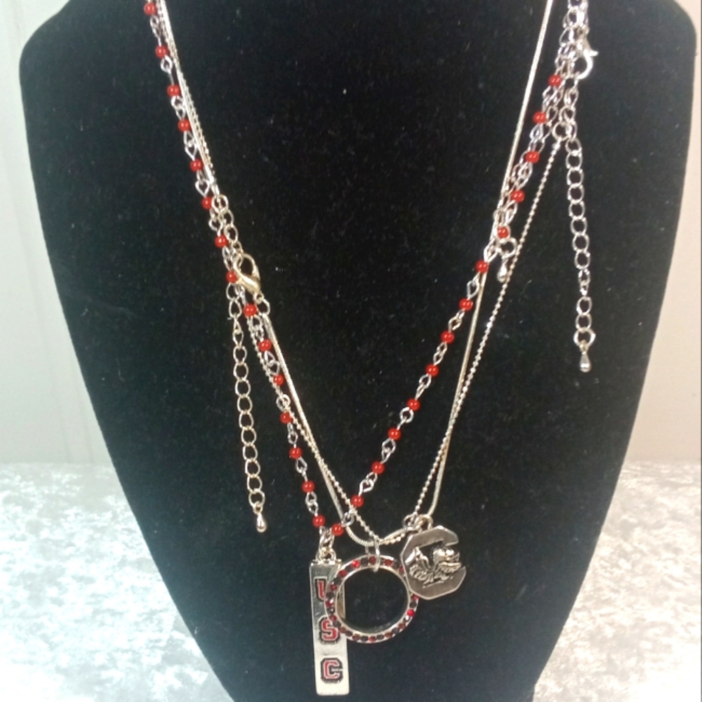 USC 3 Chain 3 Charm Necklace Set